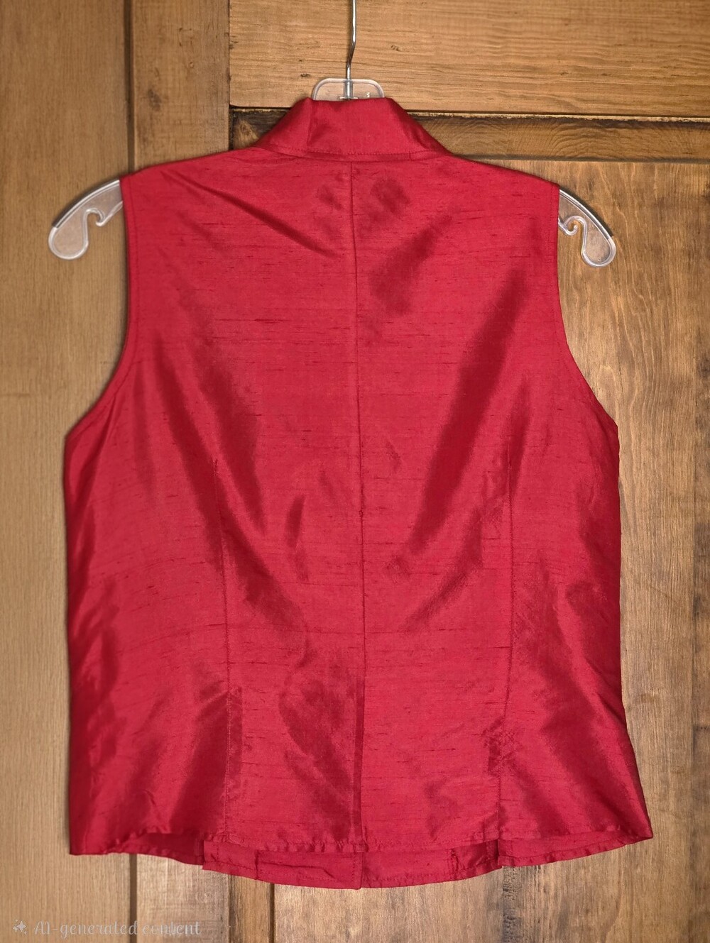 Valerie Stevens Pure Silk Shantung Sleeveless Blouse - Crimson Red - Size 4 - Picture 3 of 6